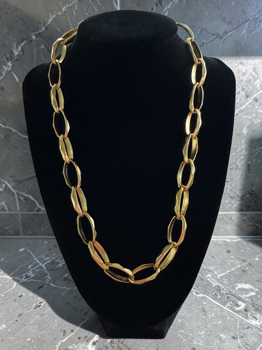 Susan Shaw Loop Gold Tone Chain Link Necklace Adjustable Length